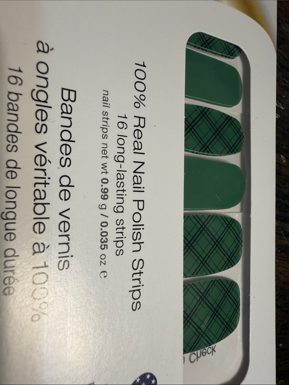 Color Street Emerald Green & Dark Green Plaid Press-On Nail Strips